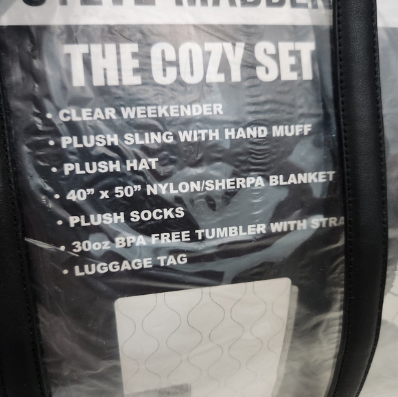 🔹️Steve Madden  🔹 Black 6 PC Travel  clear Gift Set "the cozy set"  NWT.. - Picture 8 of 13